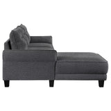 Caspian Curved Arm Boucle Chaise Sectional Sofa - Pocket Coil Seating in Grey with Black Tapered Legs – view 11