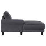 Caspian Curved Arm Boucle Chaise Sectional Sofa - Pocket Coil Seating in Grey with Black Tapered Legs – view 12