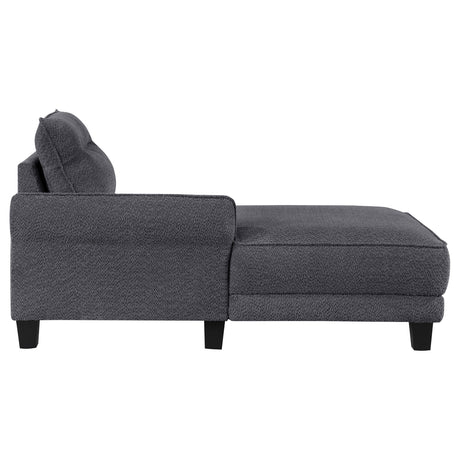 Caspian Curved Arm Boucle Chaise Sectional Sofa - Pocket Coil Seating in Grey with Black Tapered Legs – view 12