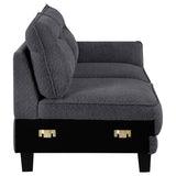 Caspian Curved Arm Boucle Chaise Sectional Sofa - Pocket Coil Seating in Grey with Black Tapered Legs – view 13