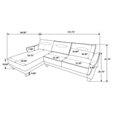 Caspian Curved Arm Boucle Chaise Sectional Sofa - Pocket Coil Seating in Grey with Black Tapered Legs – view 16