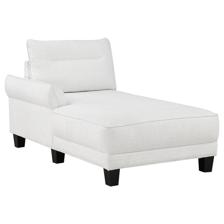 Caspian Curved Arm Chaise Sectional - White Boucle with Pocket Coil Seats & Black Tapered Legs – view 3