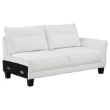 Caspian Curved Arm Chaise Sectional - White Boucle with Pocket Coil Seats & Black Tapered Legs – view 4