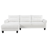 Caspian Curved Arm Chaise Sectional - White Boucle with Pocket Coil Seats & Black Tapered Legs – view 5