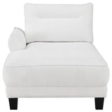 Caspian Curved Arm Chaise Sectional - White Boucle with Pocket Coil Seats & Black Tapered Legs – view 6