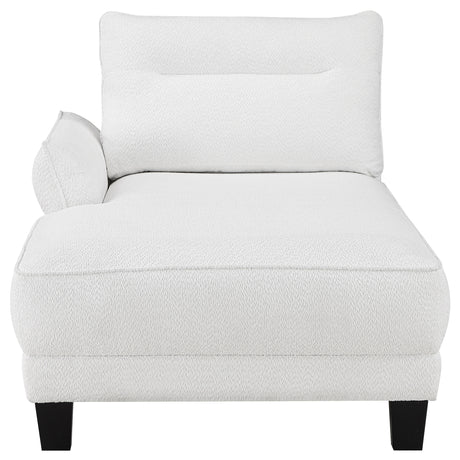 Caspian Curved Arm Chaise Sectional - White Boucle with Pocket Coil Seats & Black Tapered Legs – view 6