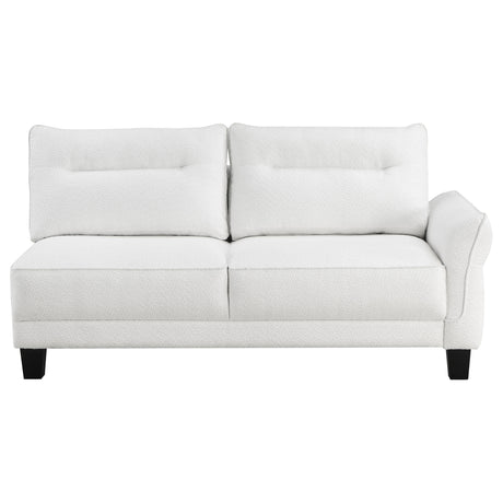Caspian Curved Arm Chaise Sectional - White Boucle with Pocket Coil Seats & Black Tapered Legs – view 7