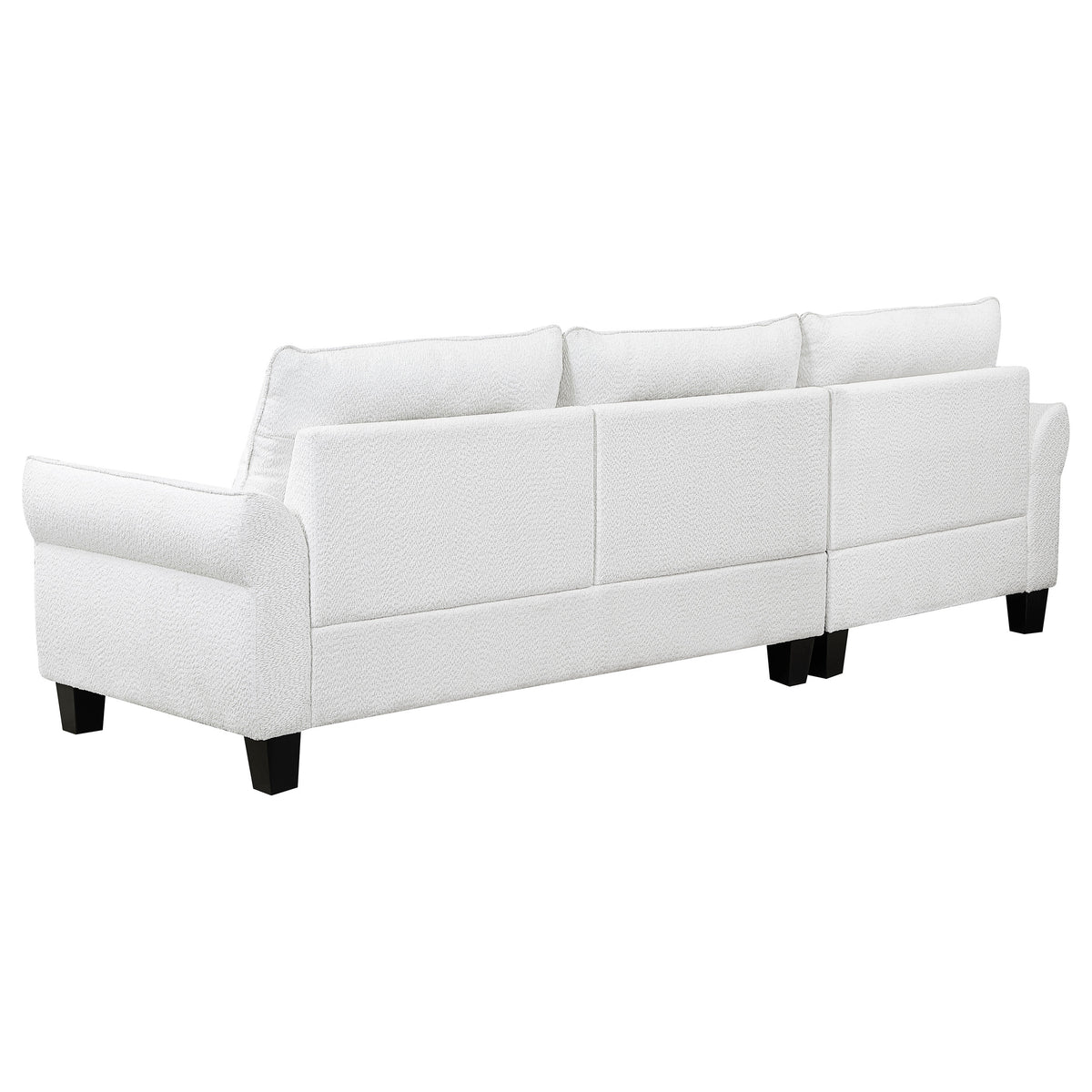 Caspian Curved Arm Chaise Sectional - White Boucle with Pocket Coil Seats & Black Tapered Legs – view 8