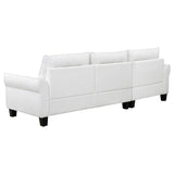 Caspian Curved Arm Chaise Sectional - White Boucle with Pocket Coil Seats & Black Tapered Legs – view 8