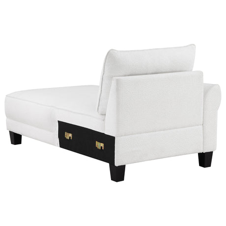 Caspian Curved Arm Chaise Sectional - White Boucle with Pocket Coil Seats & Black Tapered Legs – view 9