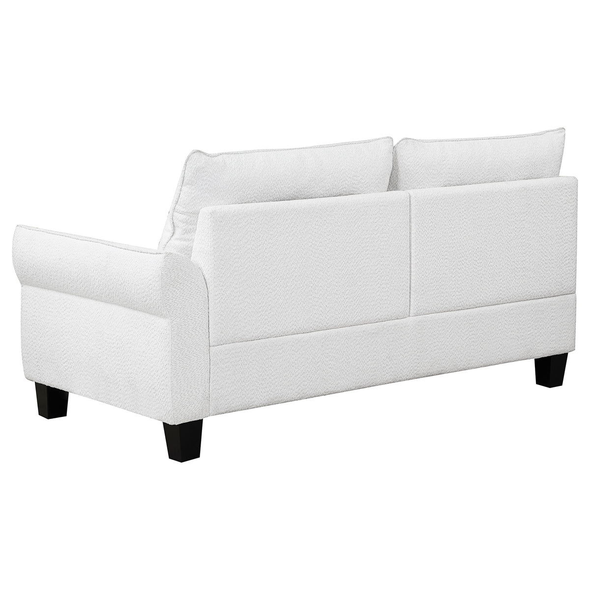 Caspian Curved Arm Chaise Sectional - White Boucle with Pocket Coil Seats & Black Tapered Legs – view 10