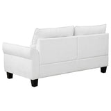 Caspian Curved Arm Chaise Sectional - White Boucle with Pocket Coil Seats & Black Tapered Legs – view 10