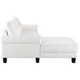 Caspian Curved Arm Chaise Sectional - White Boucle with Pocket Coil Seats & Black Tapered Legs – view 11