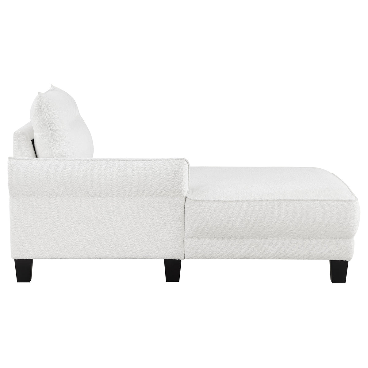 Caspian Curved Arm Chaise Sectional - White Boucle with Pocket Coil Seats & Black Tapered Legs – view 12