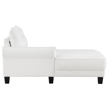 Caspian Curved Arm Chaise Sectional - White Boucle with Pocket Coil Seats & Black Tapered Legs – view 12