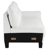 Caspian Curved Arm Chaise Sectional - White Boucle with Pocket Coil Seats & Black Tapered Legs – view 13