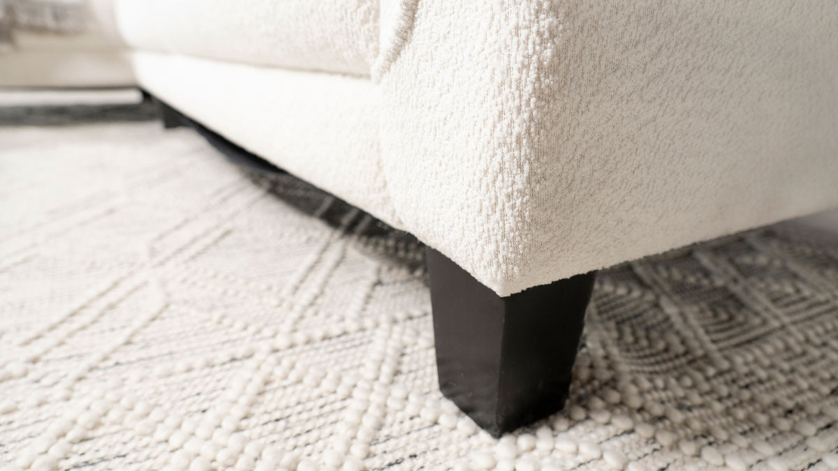 Caspian Curved Arm Chaise Sectional - White Boucle with Pocket Coil Seats & Black Tapered Legs – view 15