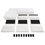 Caspian Curved Arm Chaise Sectional - White Boucle with Pocket Coil Seats & Black Tapered Legs – view 17