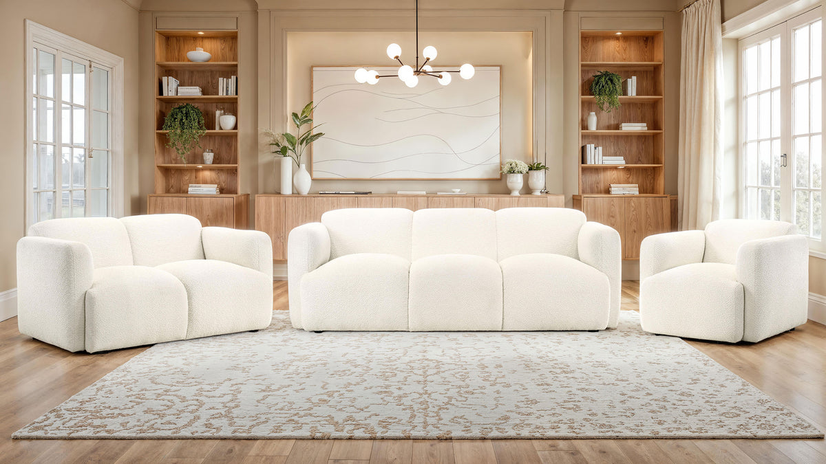 Dorset Round Track Arm Sofa, Loveseat & Accent Chair - Sculptural White Textured Fabric with Pocket Coils – view 17