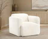 Dorset Round Track Arm Sofa, Loveseat & Accent Chair - Sculptural White Textured Fabric with Pocket Coils - lifestyle