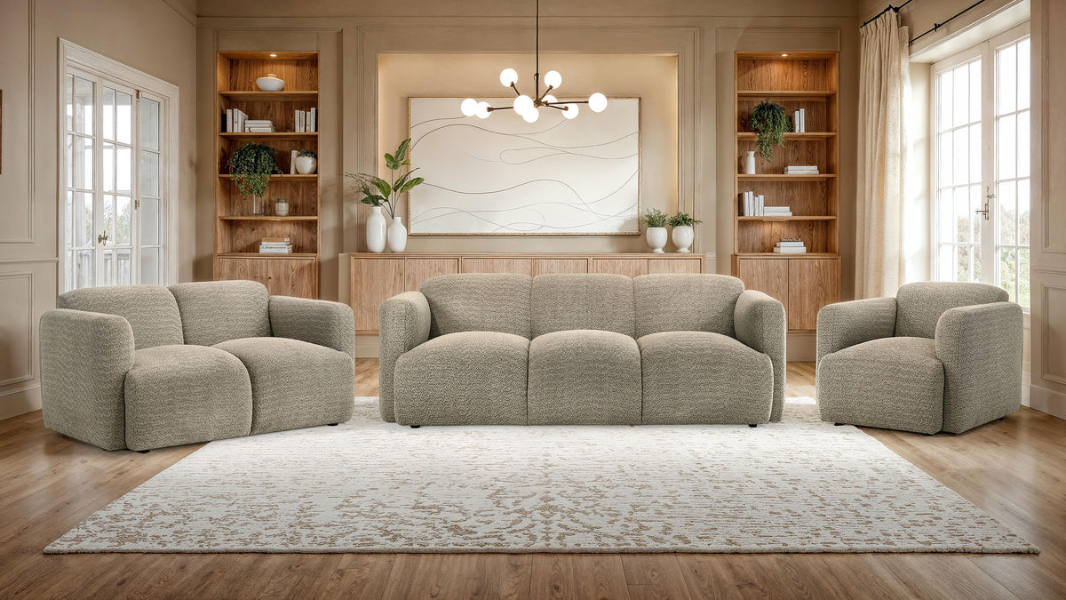 Dorset Rounded Track Arm Sofa, Loveseat & Accent Chair - 3pcs- Sofa + Loveseat + Accent Chair