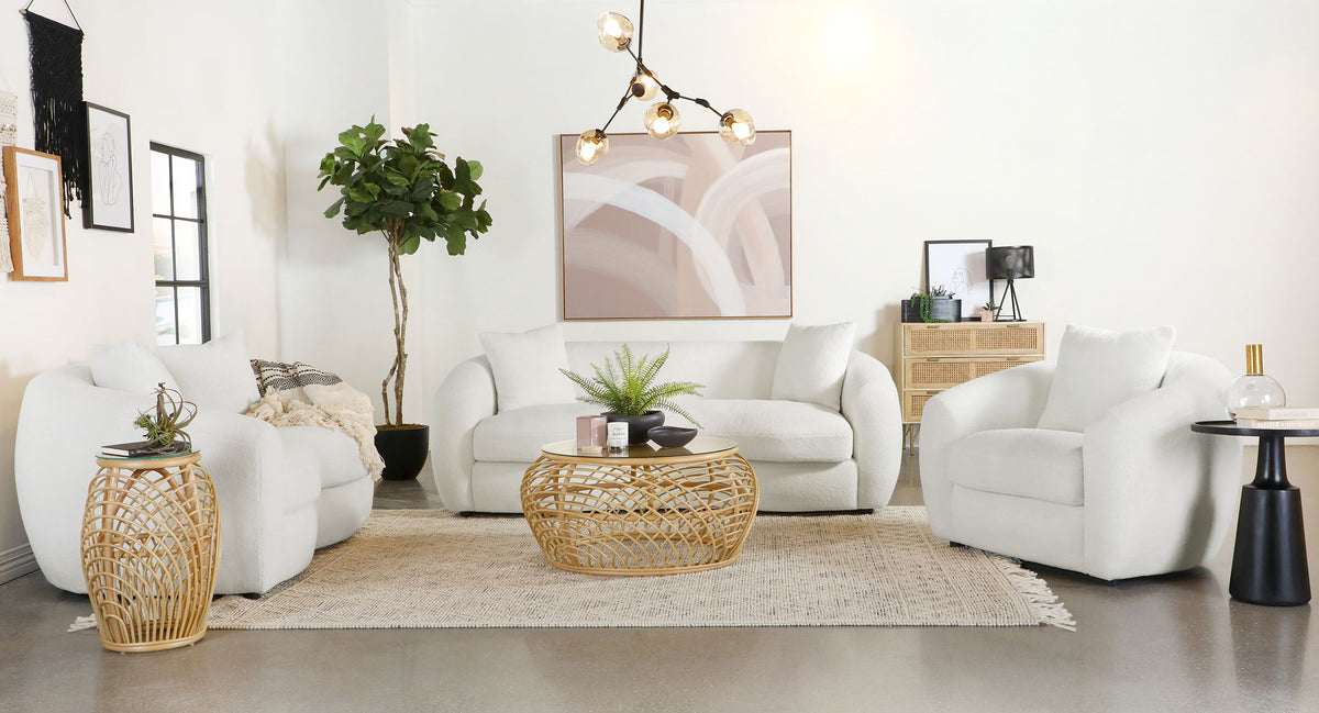Isabella Curved Sofa, Loveseat & Accent Chair - 3pcs- Sofa + Loveseat + Chair