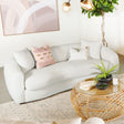 Isabella Curved Sofa, Loveseat & Accent Chair - Ivory Faux Sheepskin with Sloped Arms – view 1