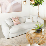 Isabella Curved Sofa, Loveseat & Accent Chair - Ivory Faux Sheepskin with Sloped Arms – view 1