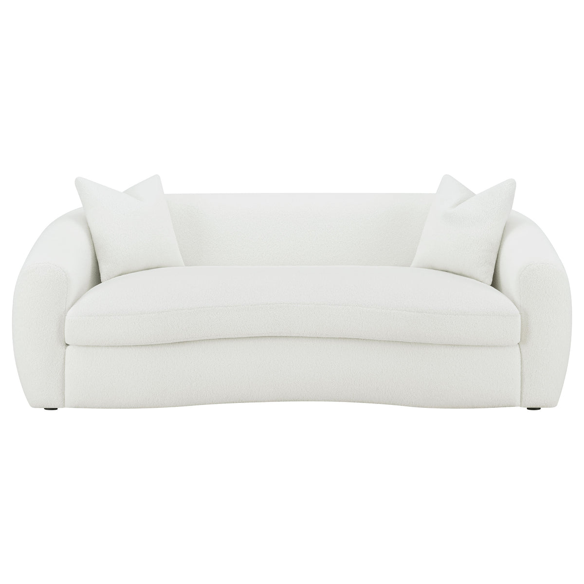 Isabella Curved Sofa, Loveseat & Accent Chair - Ivory Faux Sheepskin with Sloped Arms – view 9