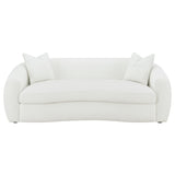 Isabella Curved Sofa, Loveseat & Accent Chair - Ivory Faux Sheepskin with Sloped Arms – view 9