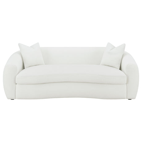 Isabella Curved Sofa, Loveseat & Accent Chair - Ivory Faux Sheepskin with Sloped Arms – view 9