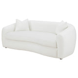 Isabella Curved Sofa, Loveseat & Accent Chair - Ivory Faux Sheepskin with Sloped Arms – view 10