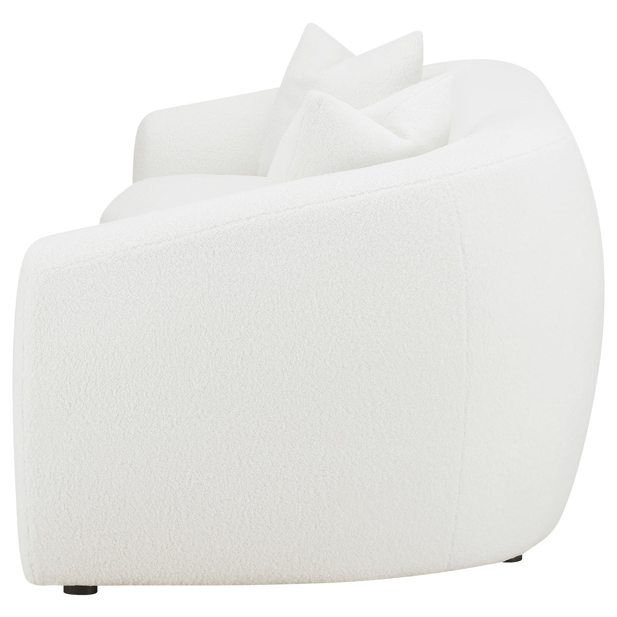 Isabella Curved Sofa, Loveseat & Accent Chair - Ivory Faux Sheepskin with Sloped Arms – view 11