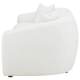 Isabella Curved Sofa, Loveseat & Accent Chair - Ivory Faux Sheepskin with Sloped Arms – view 11