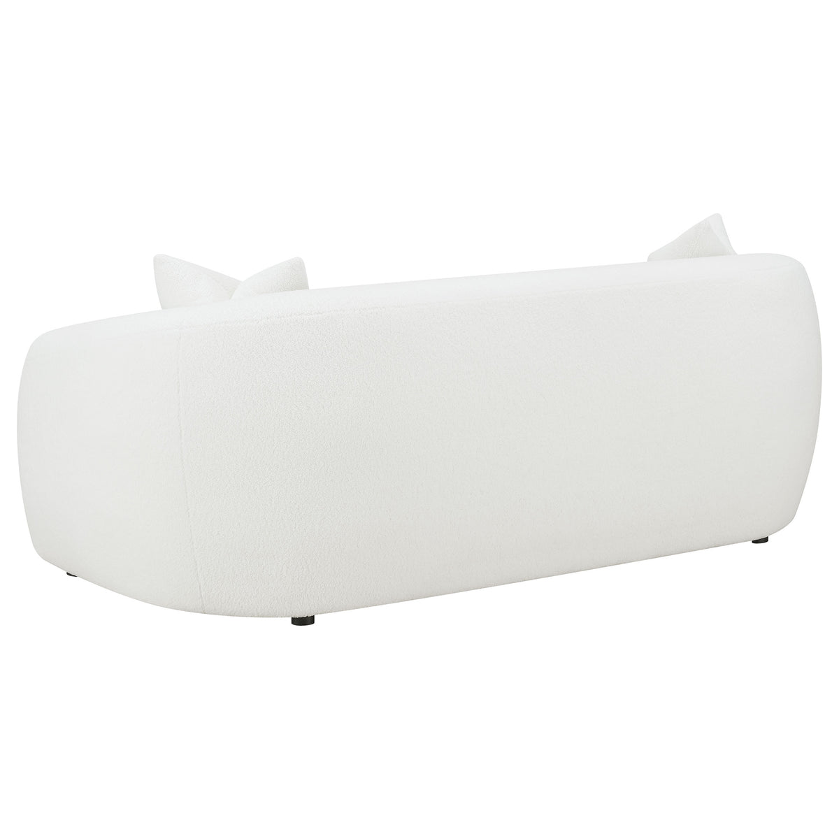 Isabella Curved Sofa, Loveseat & Accent Chair - Ivory Faux Sheepskin with Sloped Arms – view 12