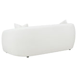 Isabella Curved Sofa, Loveseat & Accent Chair - Ivory Faux Sheepskin with Sloped Arms – view 12