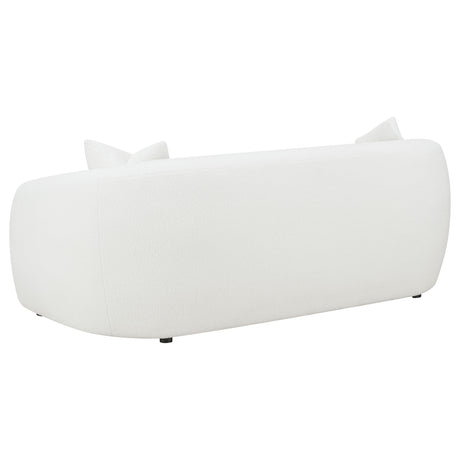 Isabella Curved Sofa, Loveseat & Accent Chair - Ivory Faux Sheepskin with Sloped Arms – view 12