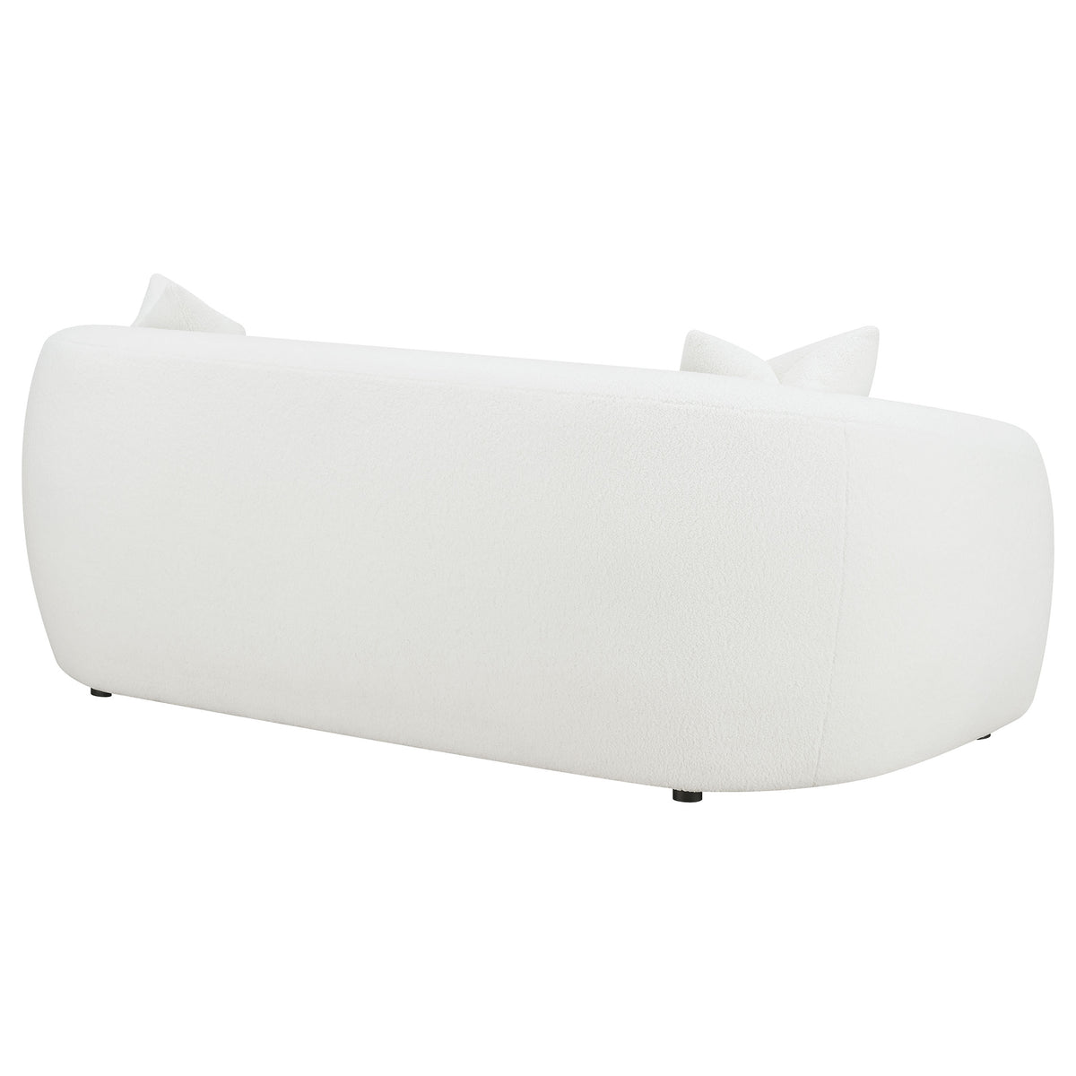 Isabella Curved Sofa, Loveseat & Accent Chair - Ivory Faux Sheepskin with Sloped Arms – view 13