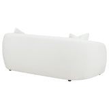 Isabella Curved Sofa, Loveseat & Accent Chair - Ivory Faux Sheepskin with Sloped Arms – view 13