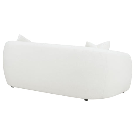 Isabella Curved Sofa, Loveseat & Accent Chair - Ivory Faux Sheepskin with Sloped Arms – view 13