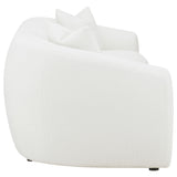 Isabella Curved Sofa, Loveseat & Accent Chair - Ivory Faux Sheepskin with Sloped Arms – view 14