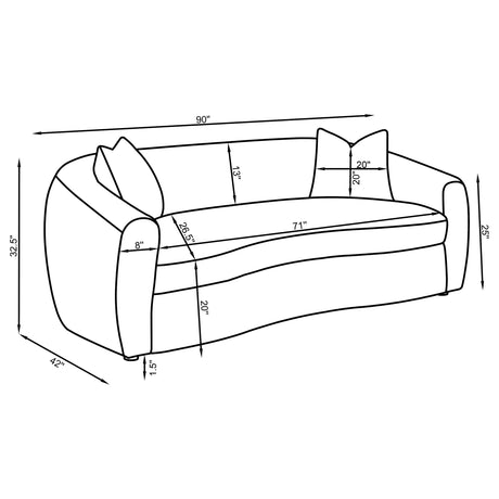 Isabella Curved Sofa, Loveseat & Accent Chair - Ivory Faux Sheepskin with Sloped Arms – view 16