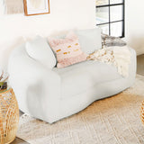 Isabella Curved Sofa, Loveseat & Accent Chair - Ivory Faux Sheepskin with Sloped Arms – view 2