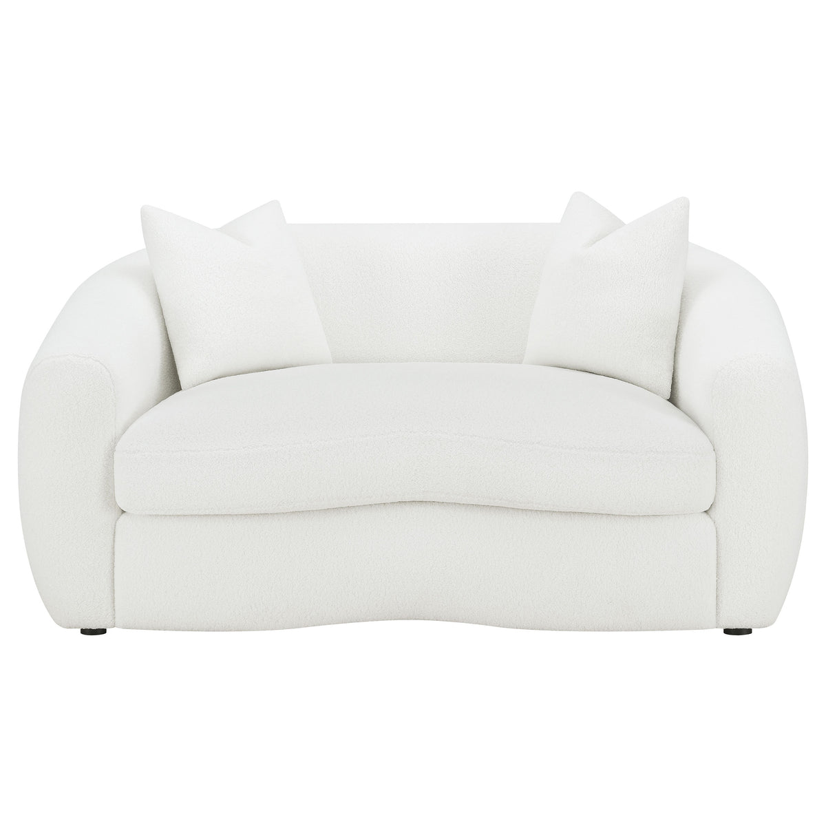 Isabella Curved Sofa, Loveseat & Accent Chair - Ivory Faux Sheepskin with Sloped Arms – view 18