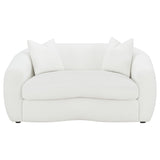 Isabella Curved Sofa, Loveseat & Accent Chair - Ivory Faux Sheepskin with Sloped Arms – view 18