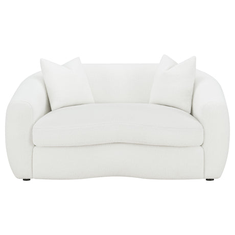 Isabella Curved Sofa, Loveseat & Accent Chair - Ivory Faux Sheepskin with Sloped Arms – view 18