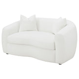 Isabella Curved Sofa, Loveseat & Accent Chair - Ivory Faux Sheepskin with Sloped Arms – view 19