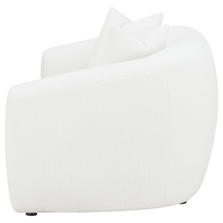 Isabella Curved Sofa, Loveseat & Accent Chair - Ivory Faux Sheepskin with Sloped Arms – view 20