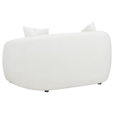 Isabella Curved Sofa, Loveseat & Accent Chair - Ivory Faux Sheepskin with Sloped Arms