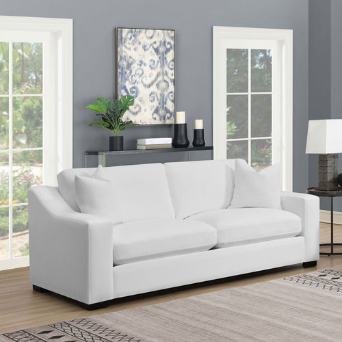 Ashlyn Sloped Arm Sofa, Loveseat & Accent Chair - White Textured Fabric with Pocket Coil Seating